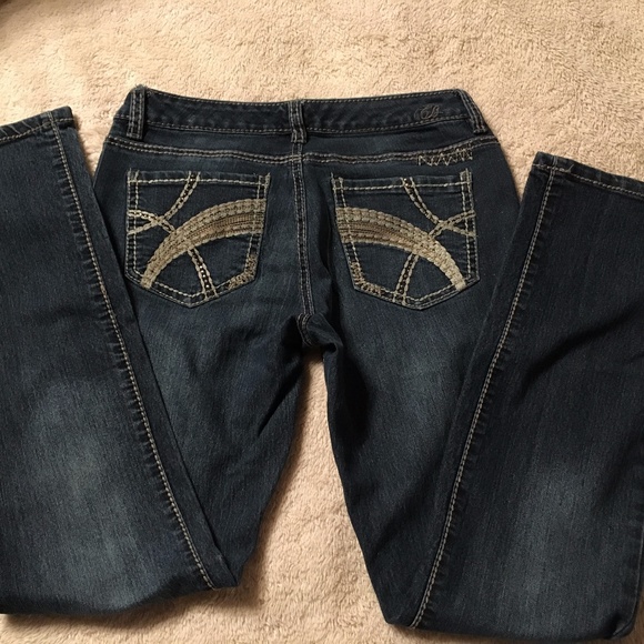 code bleu embroidered jeans