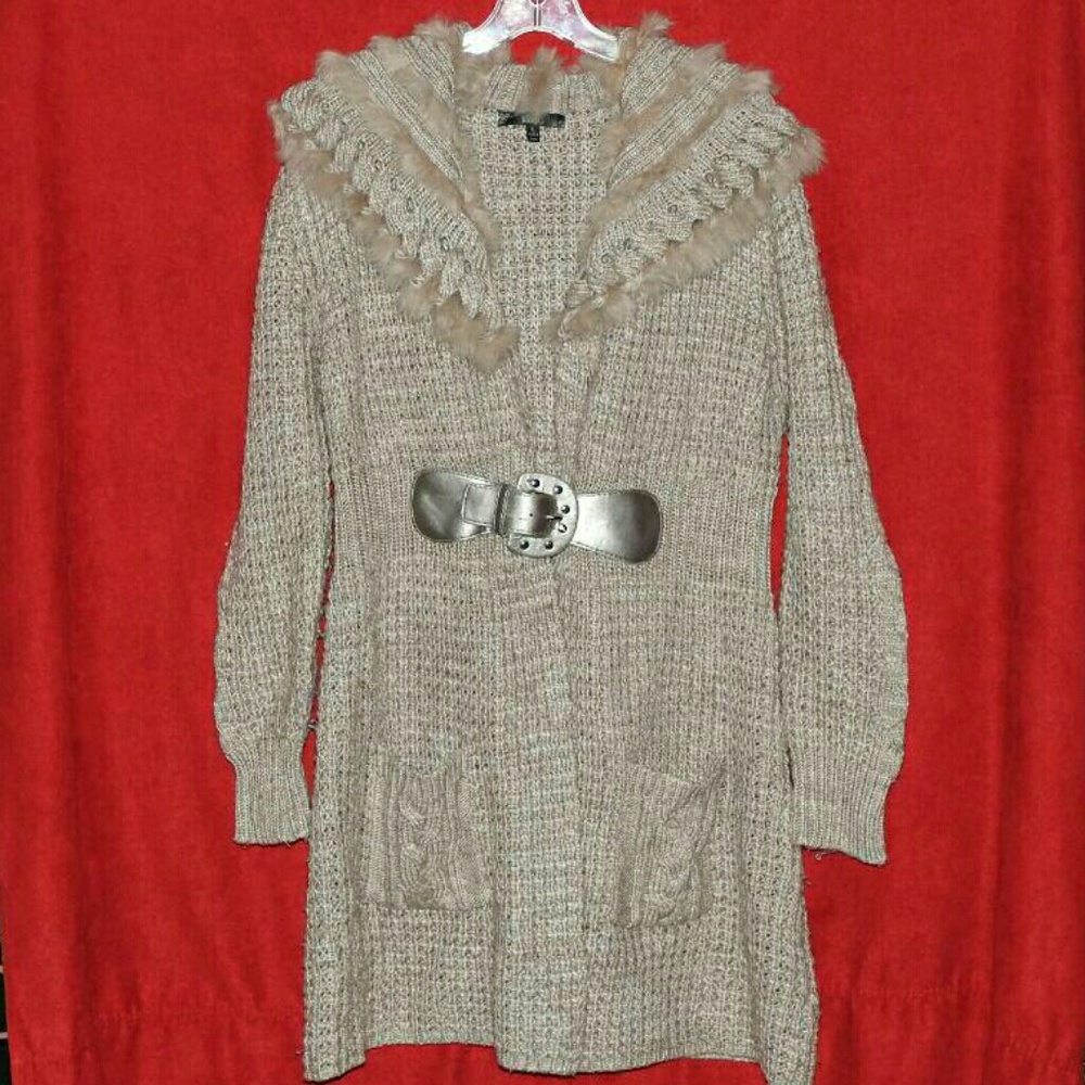 Sioni Rabbit Fur Long Knit Sweater