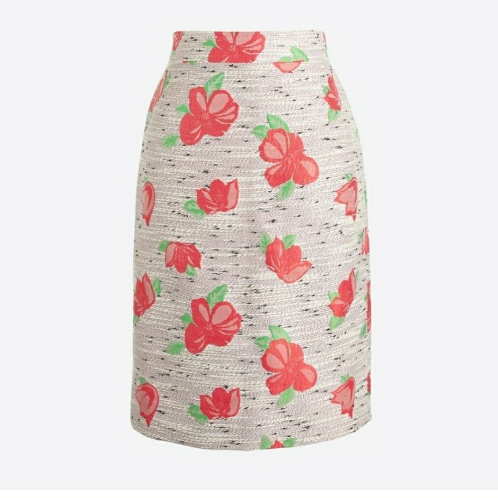 NWOT Sz 8 J Crew Tweed Pencil Skirt  Floral