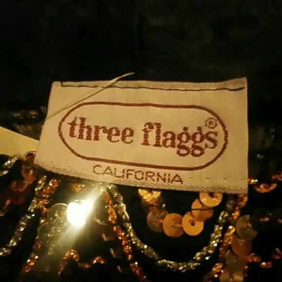 VINTAGE Gold Silver & Black Batwing Sequins Top - Picture 2 of 6