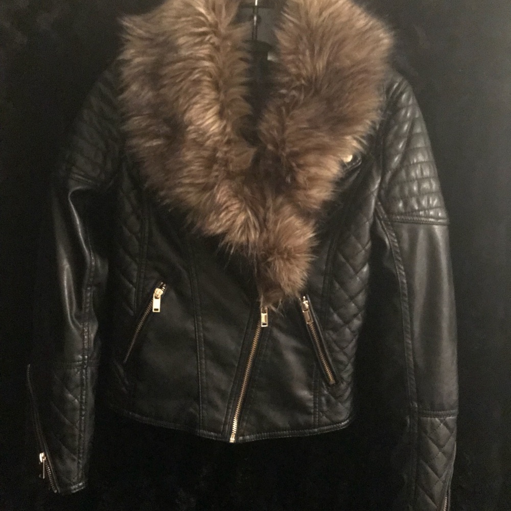 H&M Faux Fur and Leather Biker Jacket