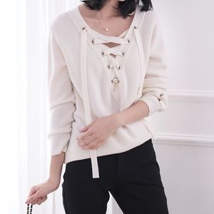 Lace up sweater