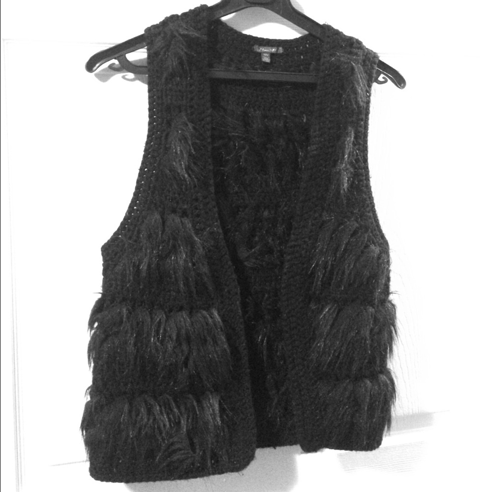 Black fur vest