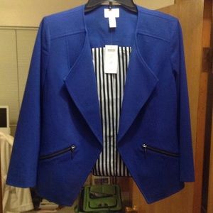 Chico's blue grotto moto jacket, size 0 with tags