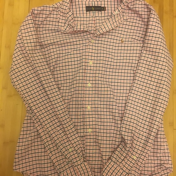 PINK & BLUE PLAID RALPH LAUREN BUTTON DOWN - Picture 1 of 4