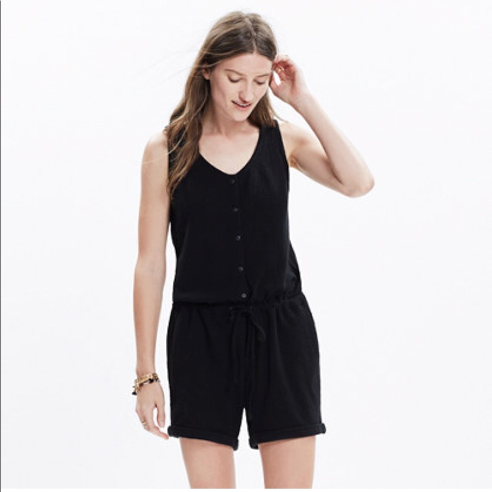 Madewell Button-front Jacquard Romper size S
