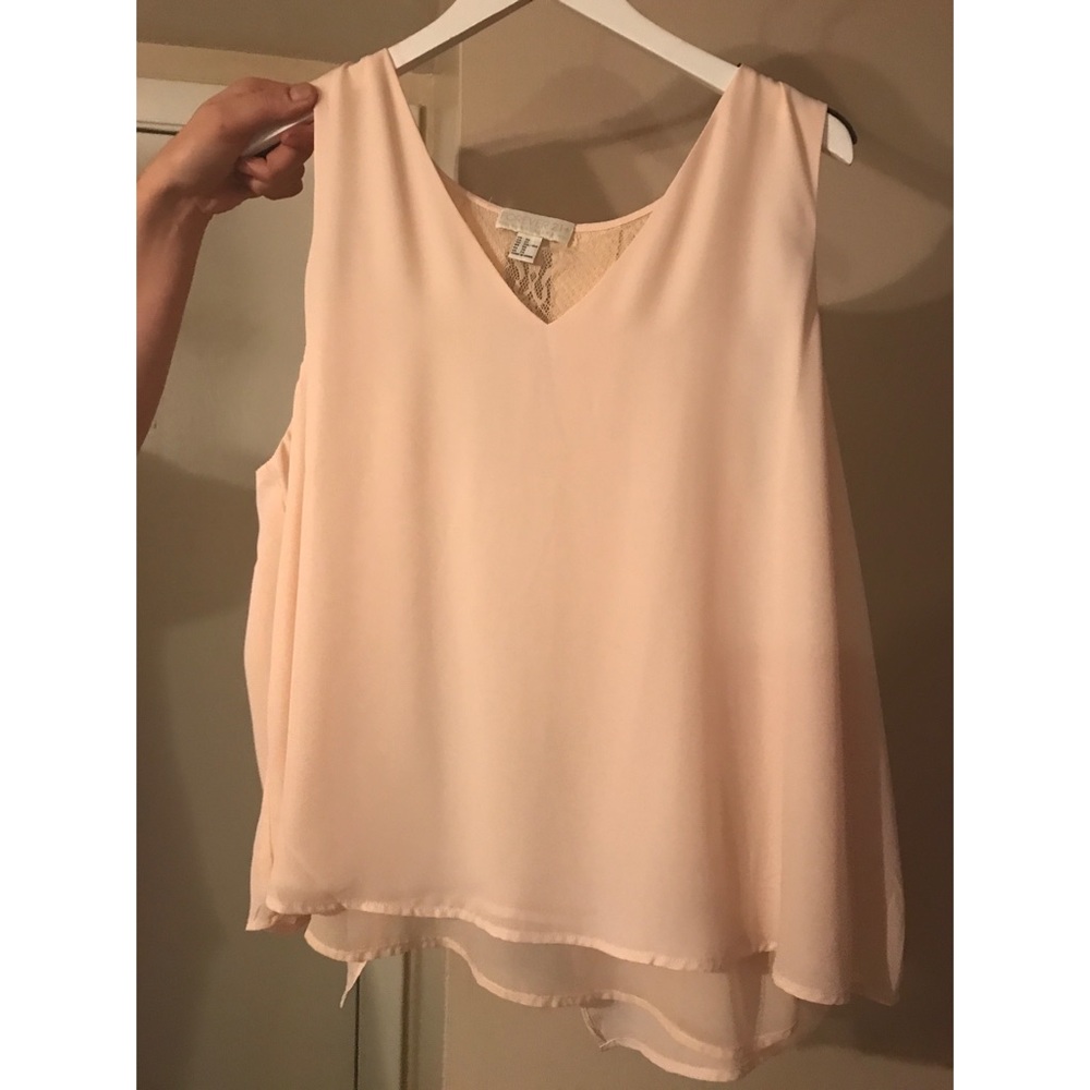 NEW Chiffon blush pink top with lace back detail N