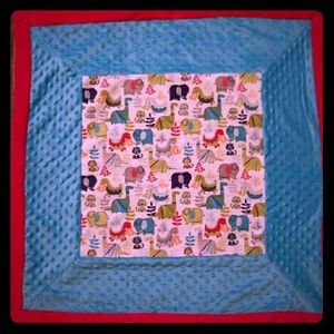 Handmade baby blanket red/ blue/ dinosaurs