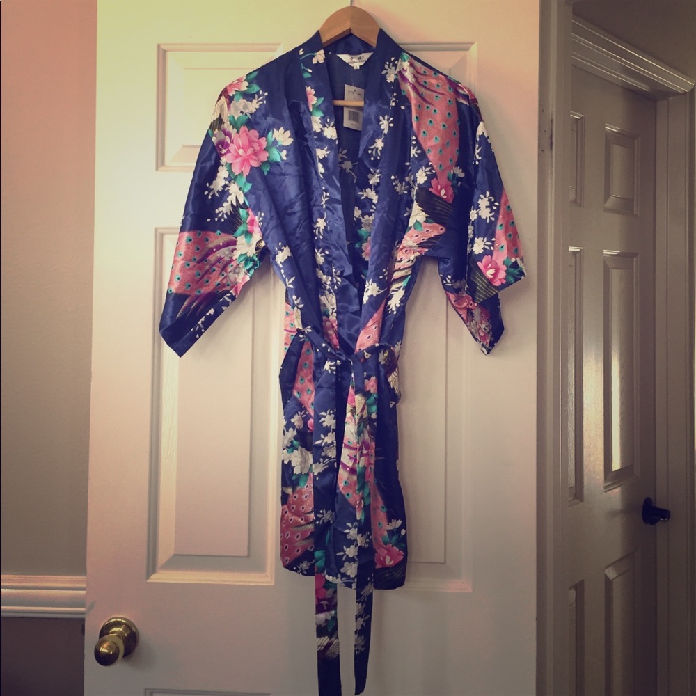 NWT Peacock Floral Kimono Cardigan Size Small S