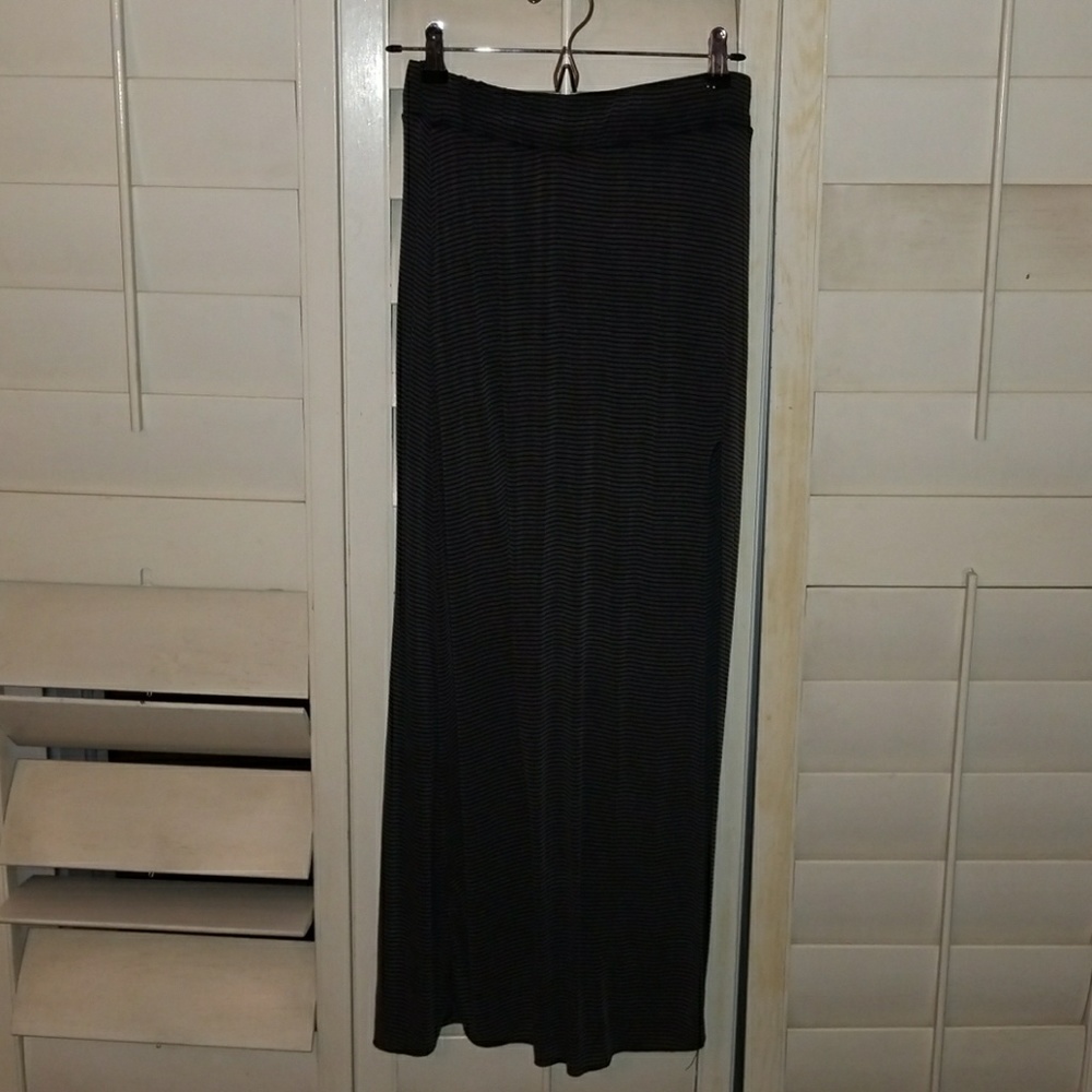 Brandy Melville Striped Side Slit Long Skirt