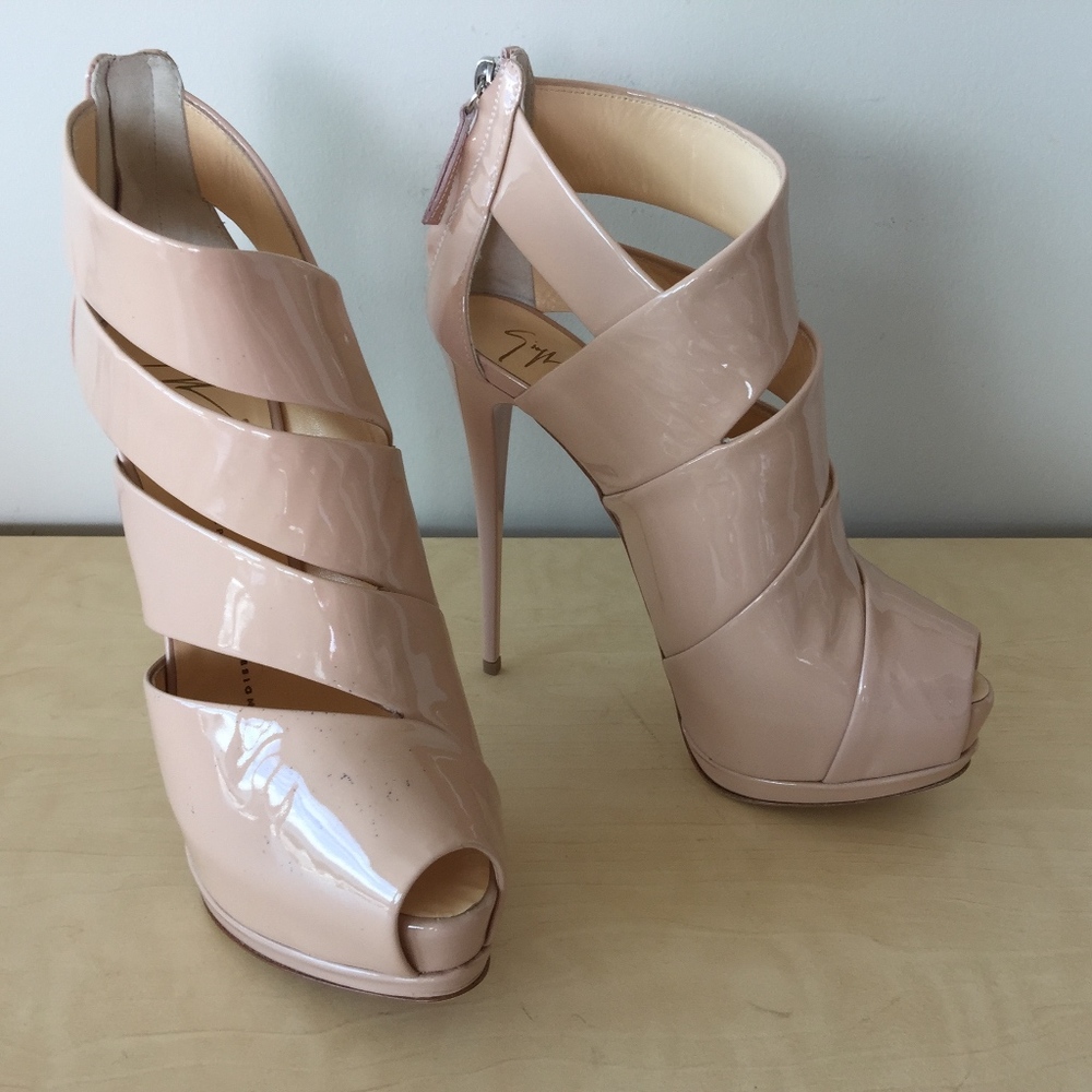 Zanotti beige patent leather platform shoes new 38 - Picture 5 of 8