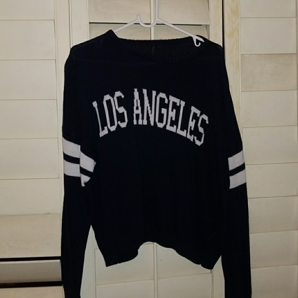 Navy and White Brandy Melville Sweater