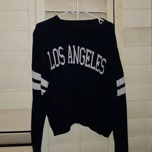 Navy and White Brandy Melville Sweater