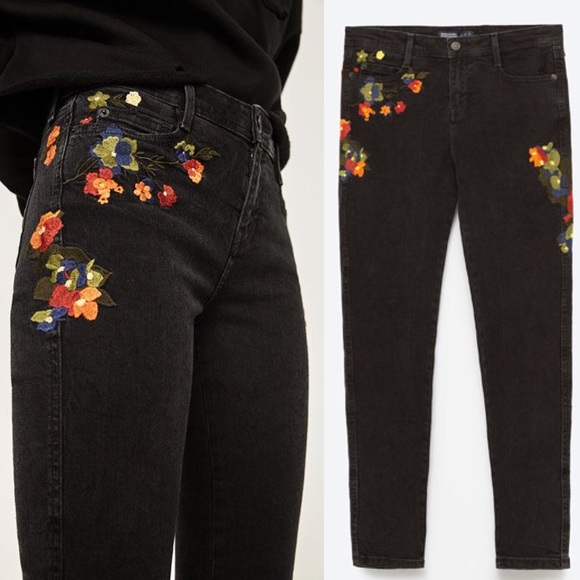 black jeans with embroidery