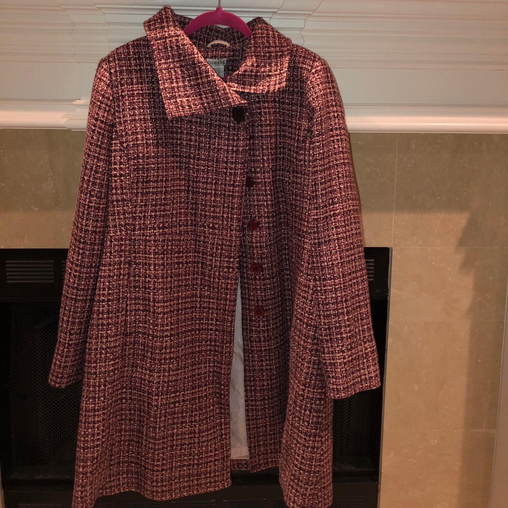 George tweet pink coat, button detail. Size 12/14