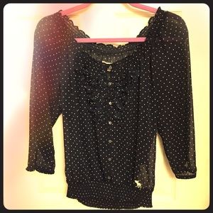 Abercrombie & Fitch Navy Polka Dot Blouse