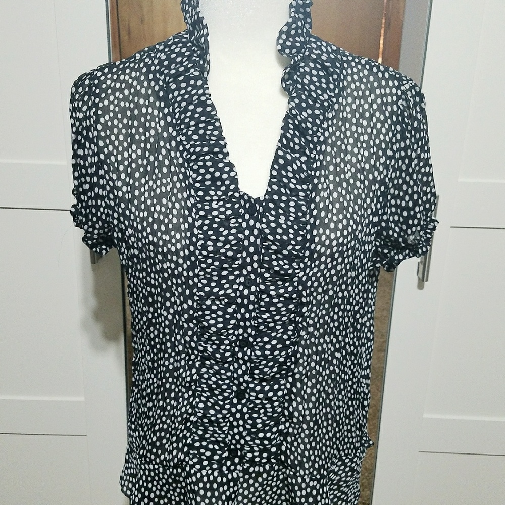 Button down polka dot blouse