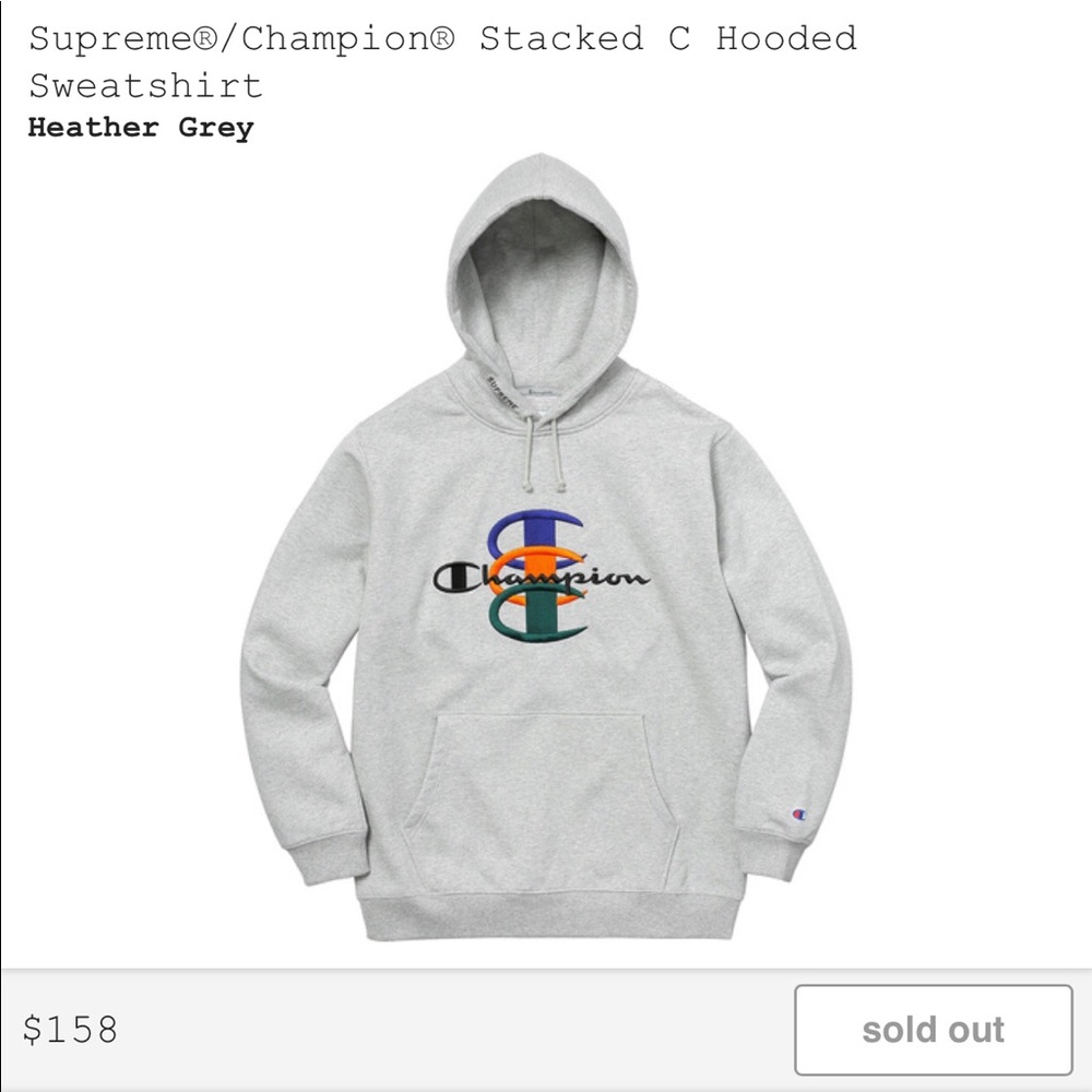 Supreme X Champion Stacked C Hoodie