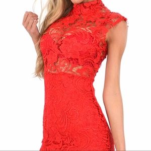 Beautiful High Neck Crochet Lace Bodycon Dress