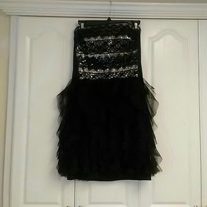 New Jessica McClintock black strapless gown