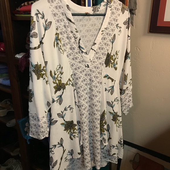 Free People Abbie Printed Mini Dress Ivory XS - Picture 5 of 8