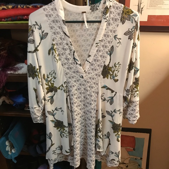 Free People Abbie Printed Mini Dress Ivory XS - Picture 8 of 8