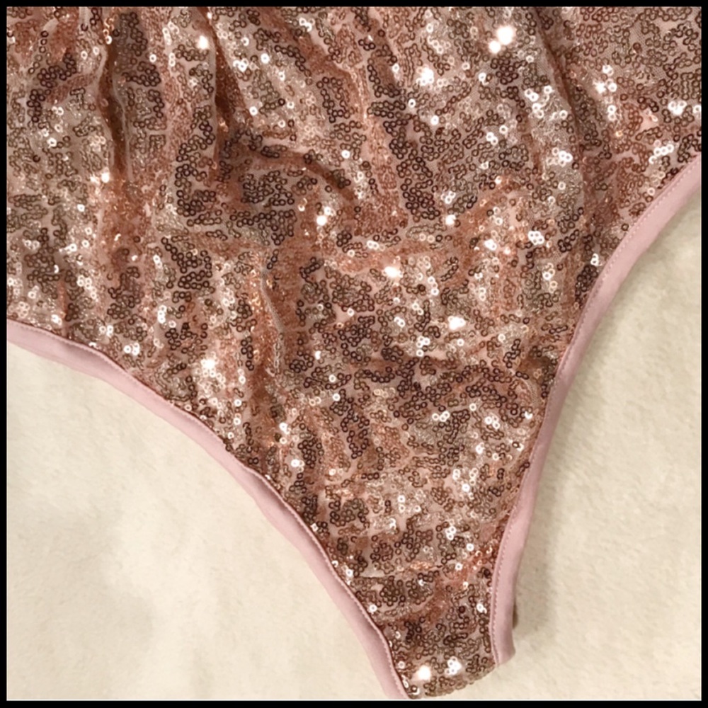 Rose Gold Hue Sequin Bodysuit - Picture 6 of 8