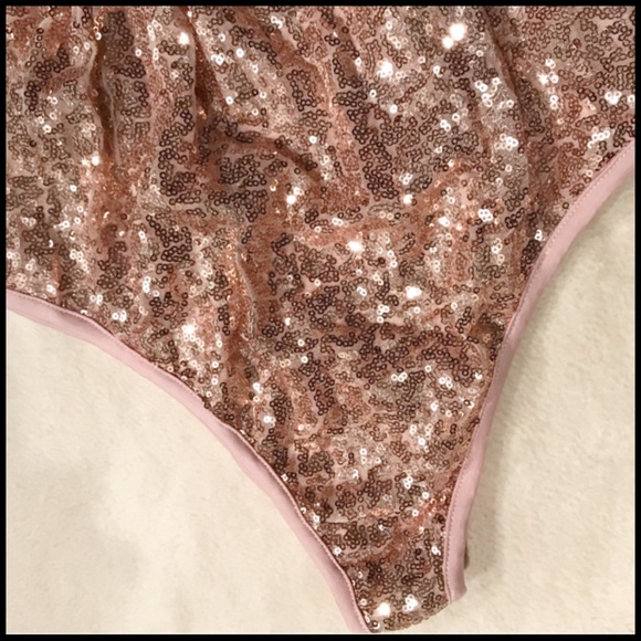Rose Gold Hue Sequin Bodysuit - Picture 6 of 8