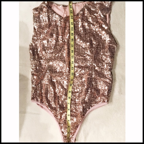 Rose Gold Hue Sequin Bodysuit - Picture 8 of 8