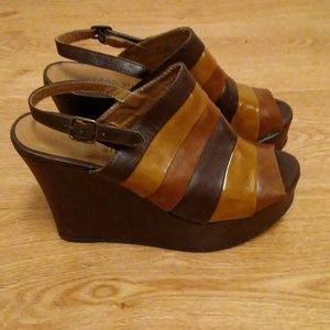 Madden girl brown leather wedge sandals