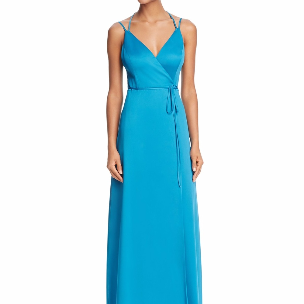 Aidan Mattox Hammered Charmeuse Wrap Dress