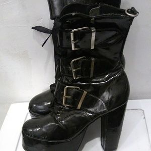 Tall Heel Goth Buckle Short Boots