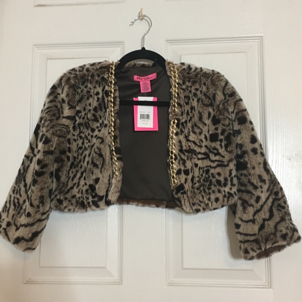 Vintage Betsey Johnson Faux Animal Print Fur Shrug