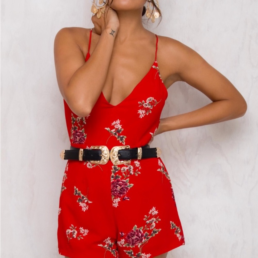 Open back floral romper