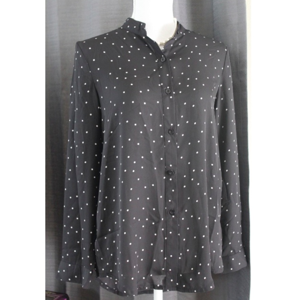 SheIn Sheer Long Sleeve Polka Dot Blouse NWOT