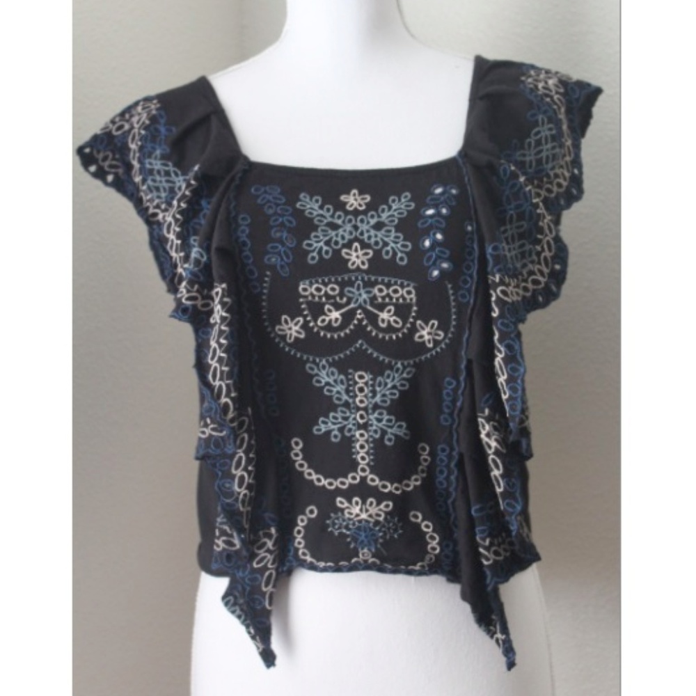 Free People "Shake Baby Shake" Embroidered CropTop