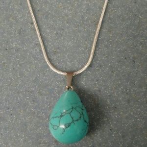 New 925 sterling silver genuine turquoise necklace