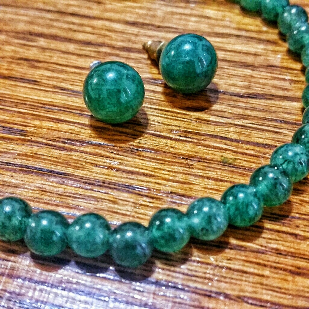 ❌SOLD! 💋 Genuine Aventurine / Indian Jade Jewelry Set