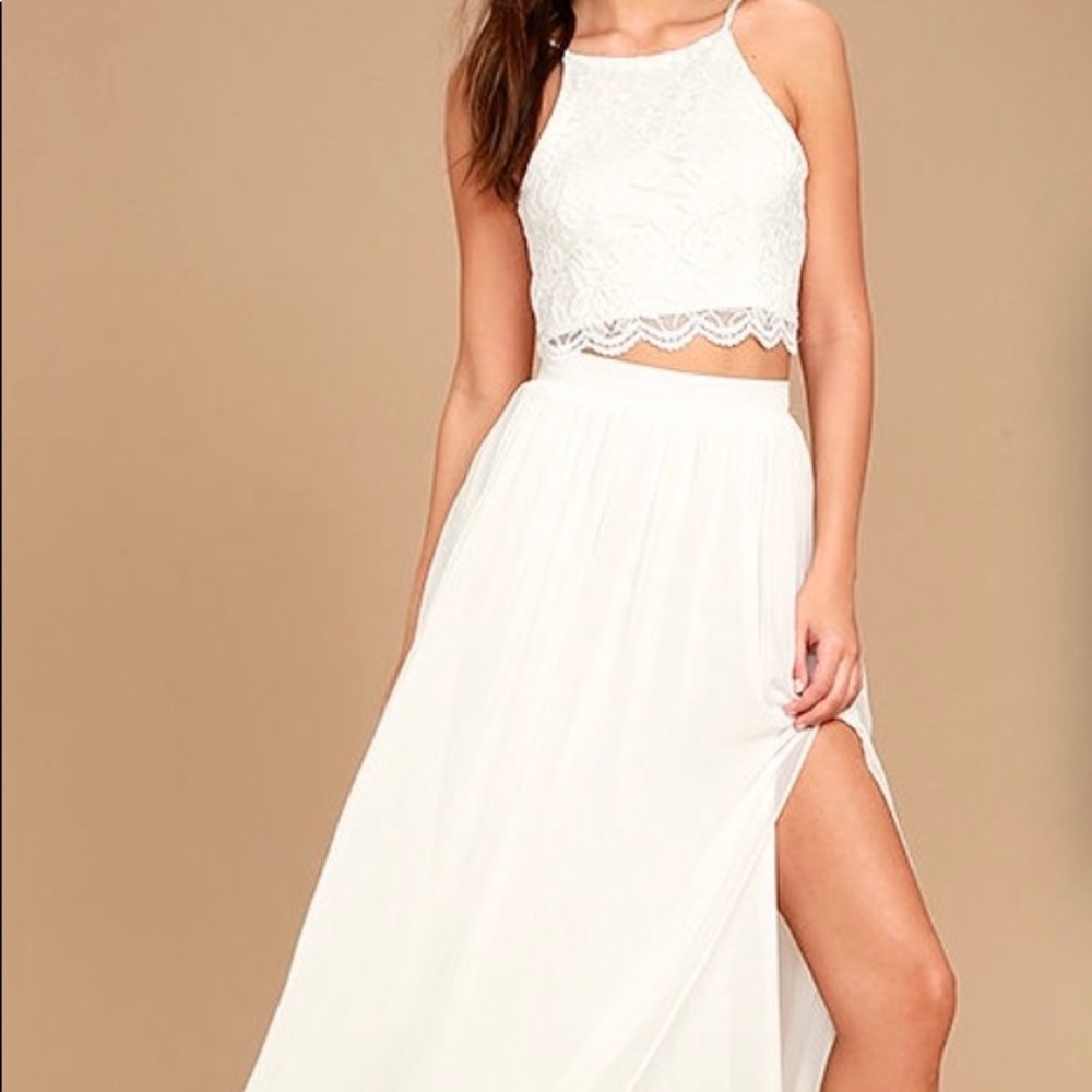 Lulus white lace crop top and Maxi two piece