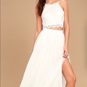 Lulus white lace crop top and Maxi two piece