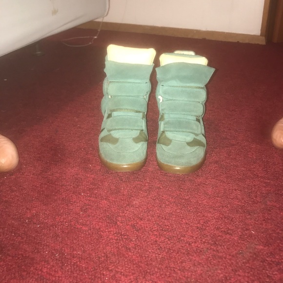 Authentic Isabel Marant Suede mint wedge sneakers - Picture 4 of 4