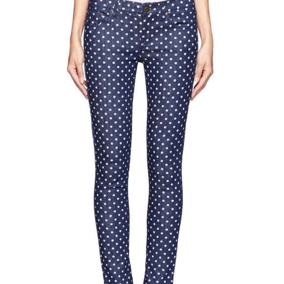 J. Crew Factory Pants - J. Crew Blue polka dot toothpick vintage cord 28