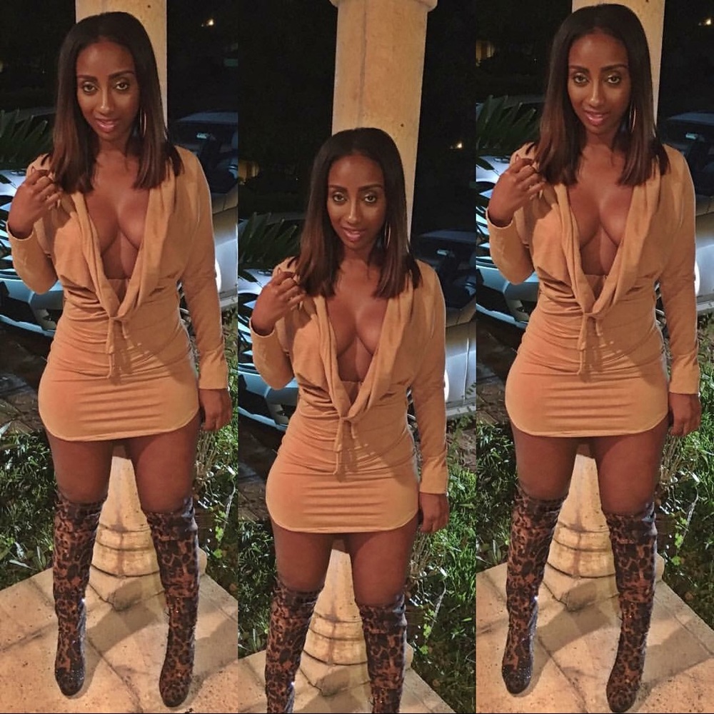 Warm Caramel cow neck dress