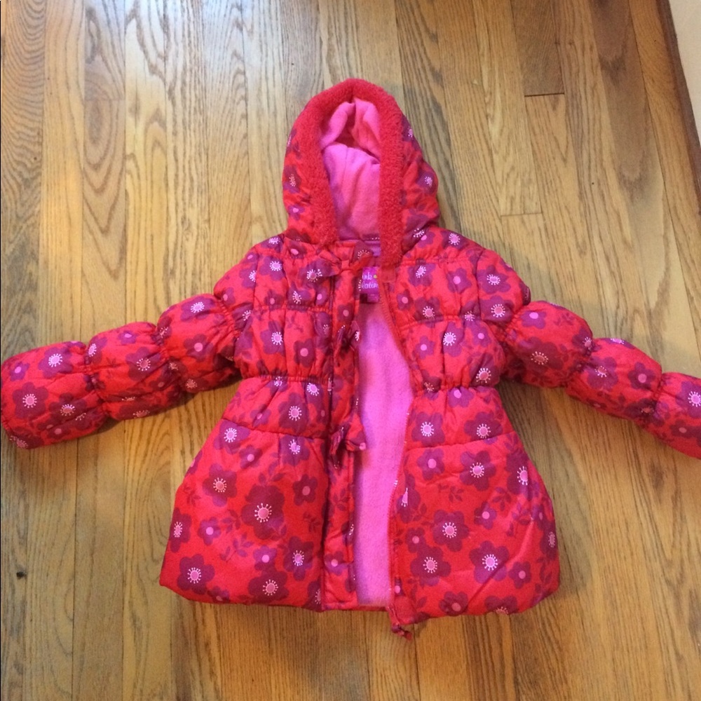 Pink platinum girls puffer coat size 6x