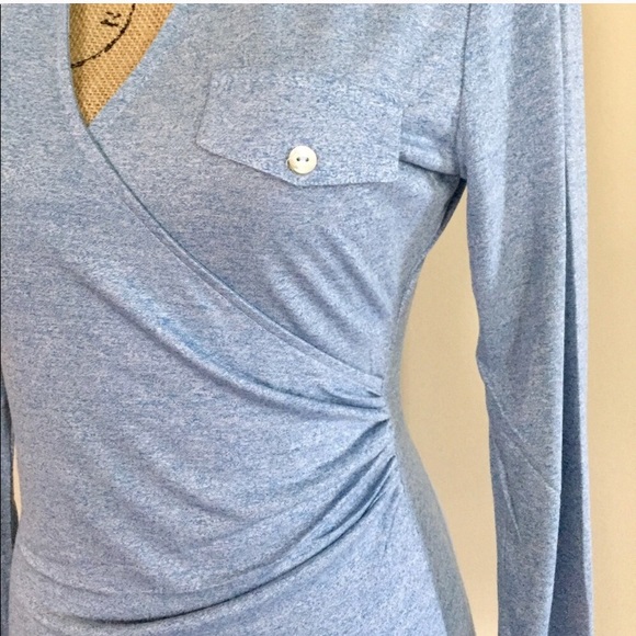 Denim blue wrap front top - Picture 8 of 9