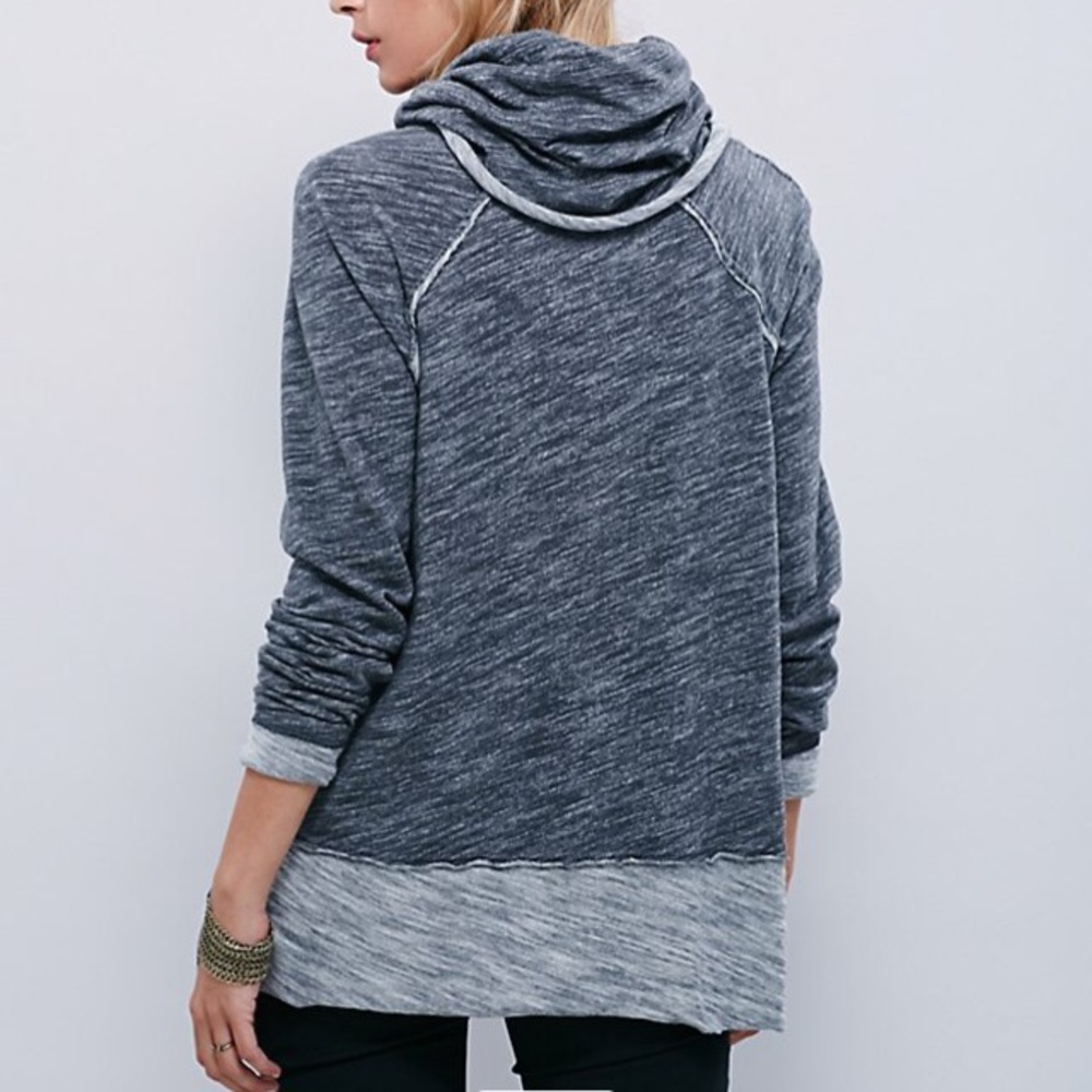 Cowl Neck Pullover TOP Cocoon Sweater Shirt Blue - Picture 4 of 4