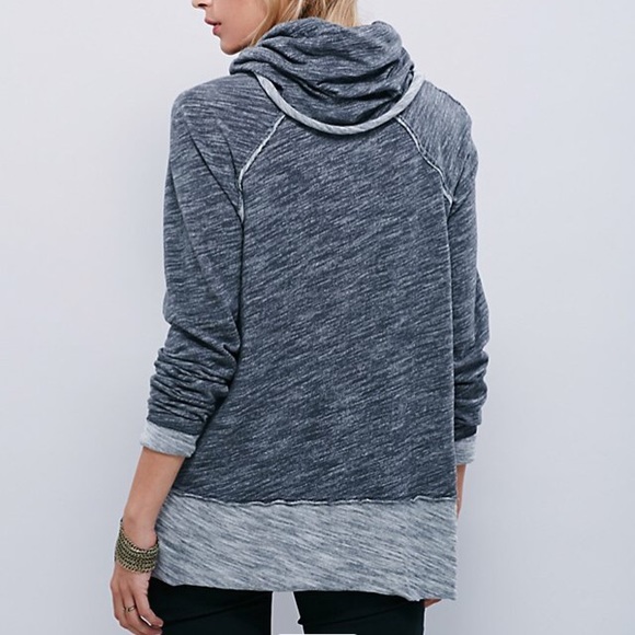 Cowl Neck Pullover TOP Cocoon Sweater Shirt Blue - Picture 4 of 4