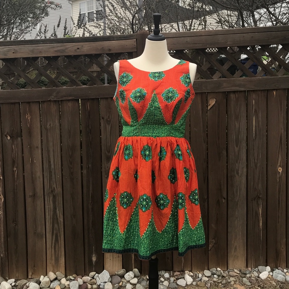 African Print Knee Length Dress For Women