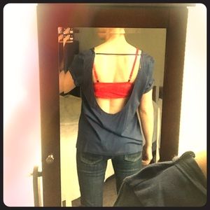 NWOT! Navy backless cutout Victoria’s Secret shirt