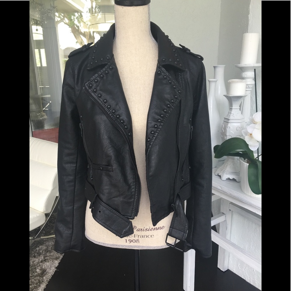 Studded BLANKNYC Vegan Moto Jacket.